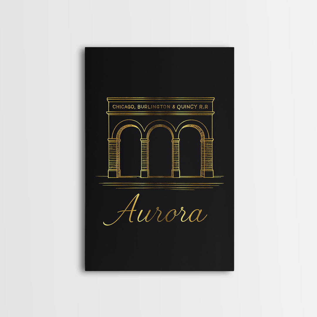 Aurora Travel Poster, Framed Canvas Print, Dark Minimalist Wall Art, Aurora Travel Art, Mid Century Wall Art, Wanderlust Decor
