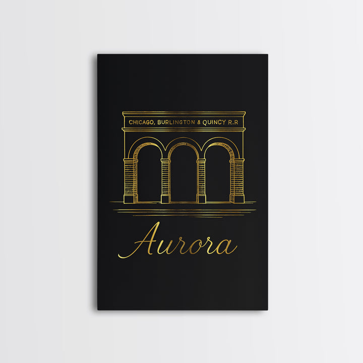 Aurora Travel Poster, Framed Canvas Print, Dark Minimalist Wall Art, Aurora Travel Art, Mid Century Wall Art, Wanderlust Decor