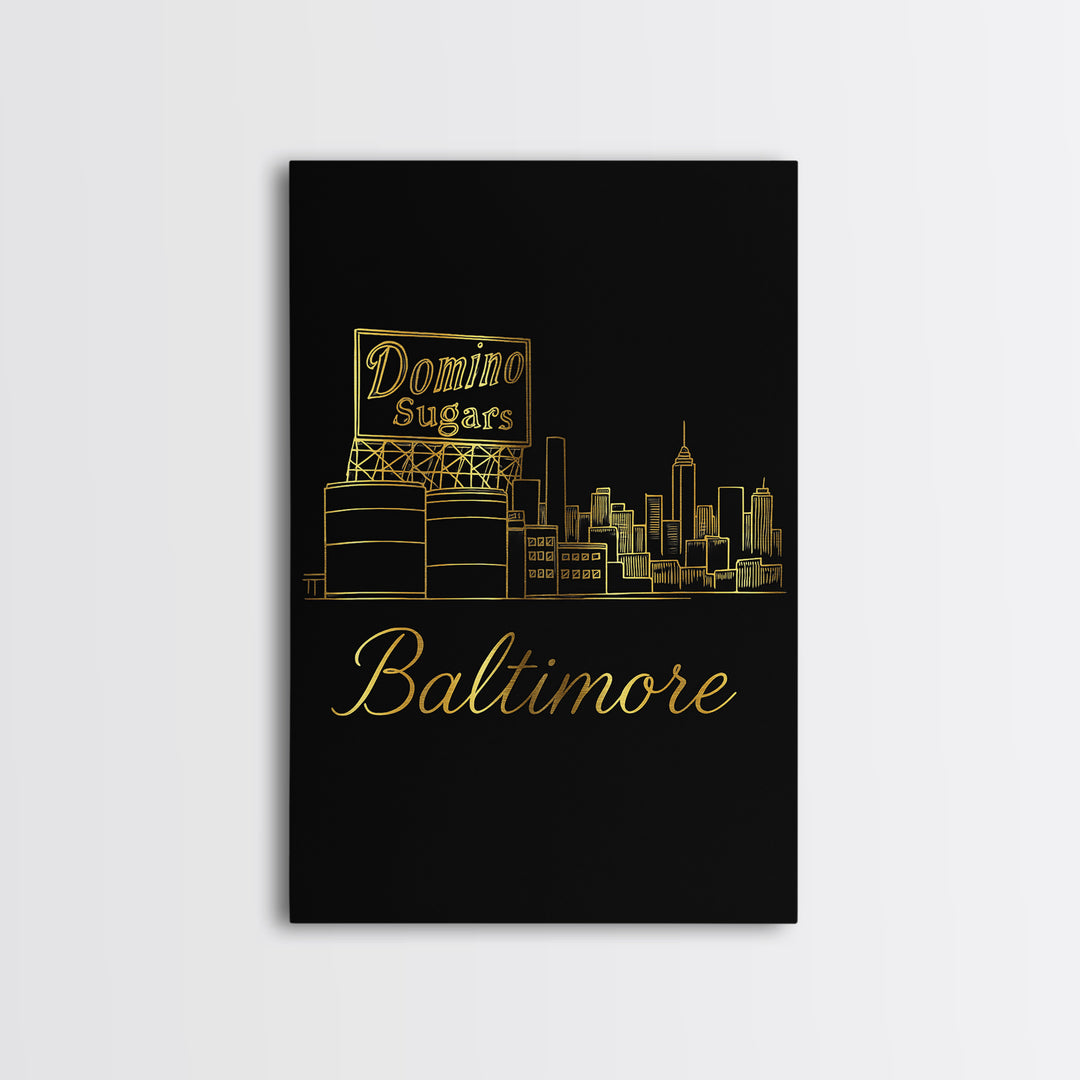 Baltimore Maryland Travel Poster, Framed Canvas Print, Dark Minimalist Wall Art, Baltimore City Art, Gift For Travelers, Fine Art Print