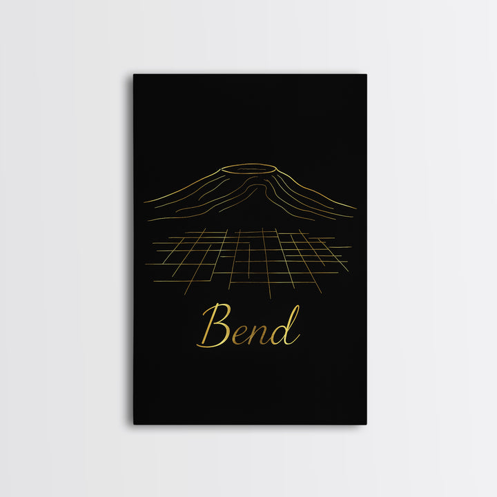 Bend Travel Poster, Canvas Print, Gold Outline Poster Art, Bend City Art, Living Room Wall Art, Travel Poster Set, Eclectic Wall Decor