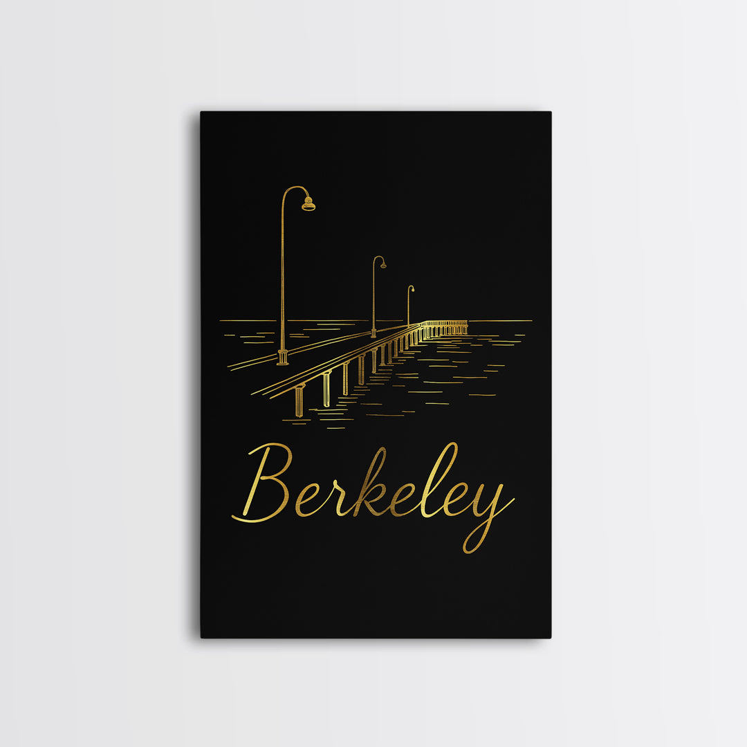Berkeley California Travel Poster, Canvas Print, Dark Minimalist Wall Art, Berkeley Poster Print, City Travel Prints, Eclectic Wall Decor