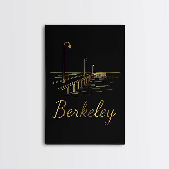 Berkeley California Travel Poster, Canvas Print, Dark Minimalist Wall Art, Berkeley Poster Print, City Travel Prints, Eclectic Wall Decor