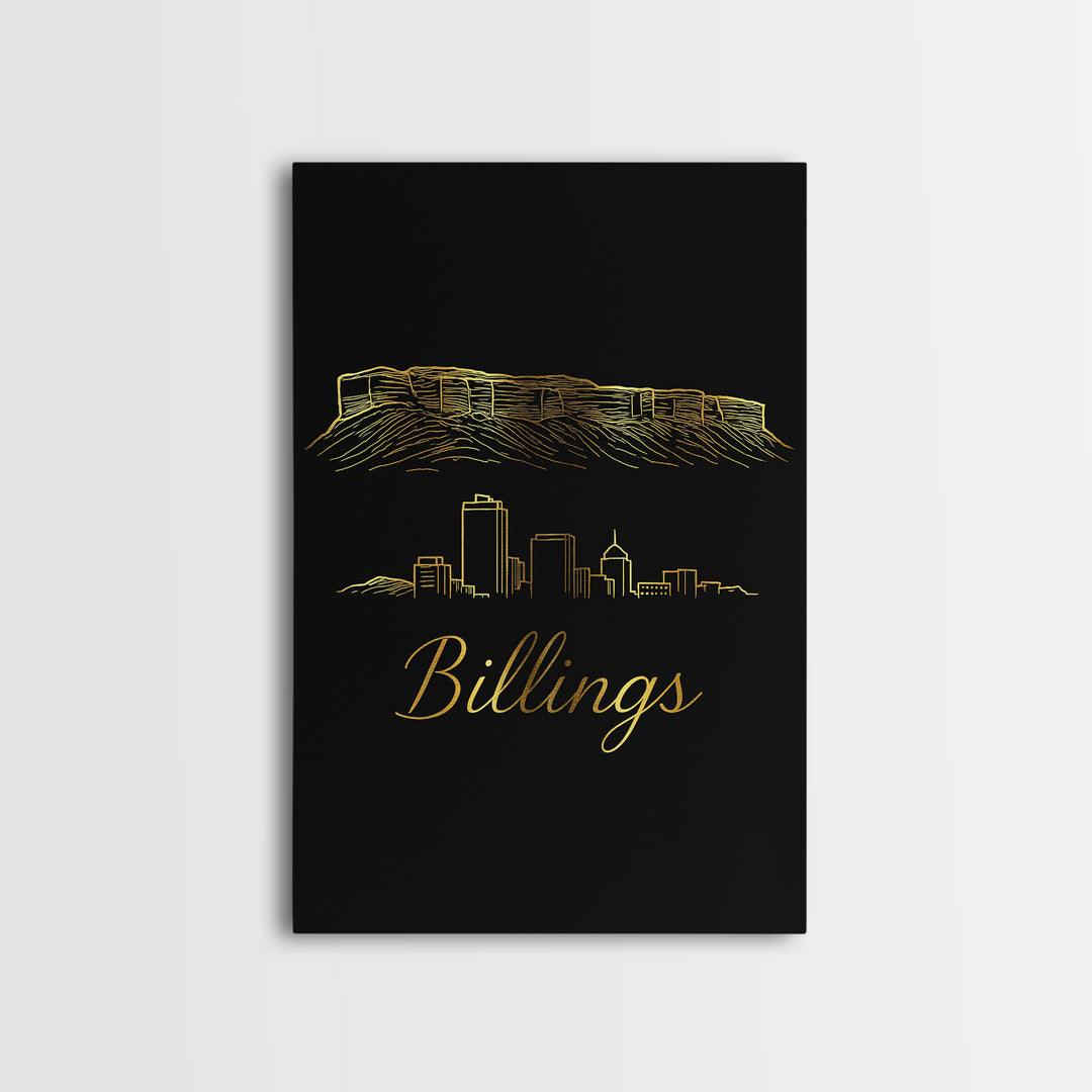 Billings Montana Travel Poster, Canvas Print, Dark Minimalist Wall Art, Billings Poster Print, Wall Art, Travel Wall Art, Art Print