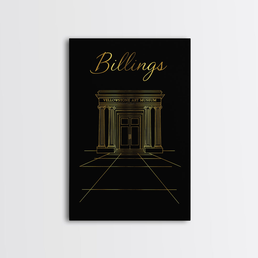 Billings Travel Poster, Framed Canvas Print, Dark Minimalist Wall Art, Billings City Art, Travel Wall Art, Vintage City Art, City Poster