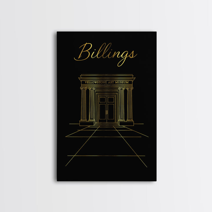 Billings Travel Poster, Framed Canvas Print, Dark Minimalist Wall Art, Billings City Art, Travel Wall Art, Vintage City Art, City Poster