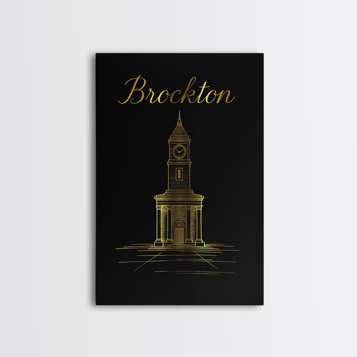 Brockton Massachusetts Travel Poster, Canvas Print, Dark Minimalist Wall Art, Brockton City Art, Gift For Travelers, Wanderlust Decor