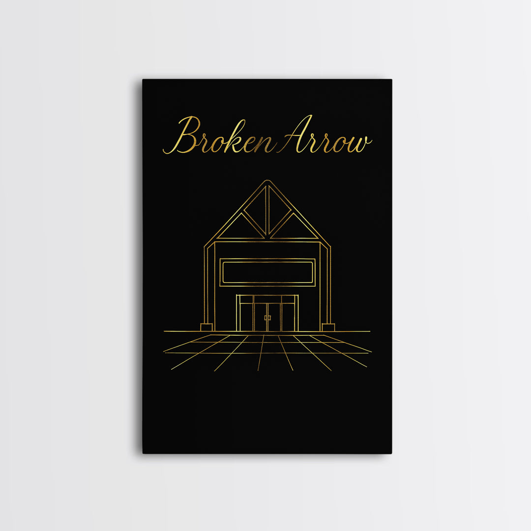 Broken Arrow Oklahoma Travel Poster, Canvas Print, Dark Minimalist Wall Art, Broken Arrow Travel Art, Gift For Travelers, Wall Art