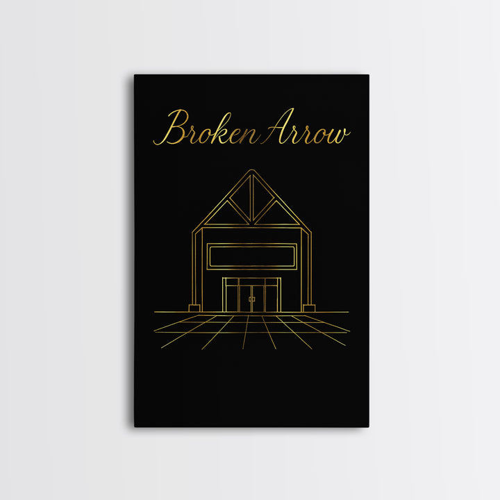 Broken Arrow Oklahoma Travel Poster, Canvas Print, Dark Minimalist Wall Art, Broken Arrow Travel Art, Gift For Travelers, Wall Art