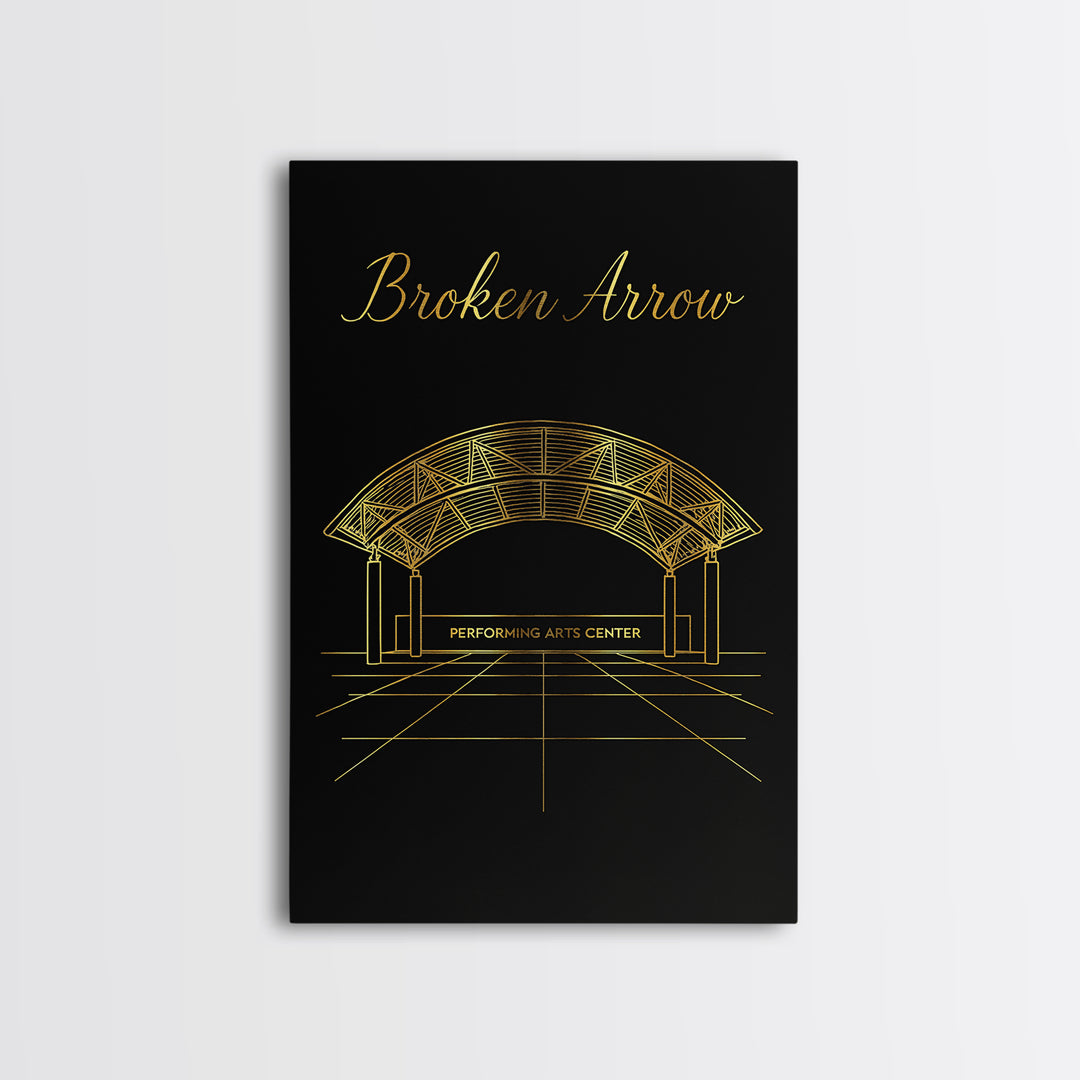 Broken Arrow Travel Poster, Canvas Print, Dark Minimalist Wall Art, Broken Arrow City Art, City Illustration, Travel Wall Decor