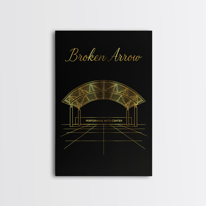 Broken Arrow Travel Poster, Canvas Print, Dark Minimalist Wall Art, Broken Arrow City Art, City Illustration, Travel Wall Decor