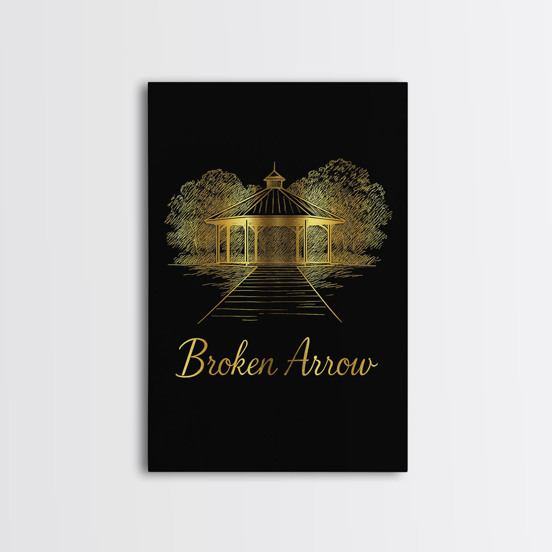 Broken Arrow Travel Poster, Canvas Print, Dark Minimalist Wall Art, Broken Arrow Travel Art, Retro Travel Print, Travel Wall Decor