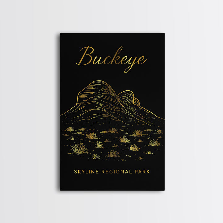 Buckeye Arizona Travel Poster, Canvas Print, Black Gold Minimalist Art, Buckeye Wall Art, Vintage City Art, Wall Art, Travel Wall Art