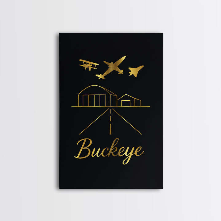 Buckeye Travel Poster, Framed Canvas Print, Dark Minimalist Wall Art, Buckeye City Art, Travel Art Print, Travel Poster Art, City Poster
