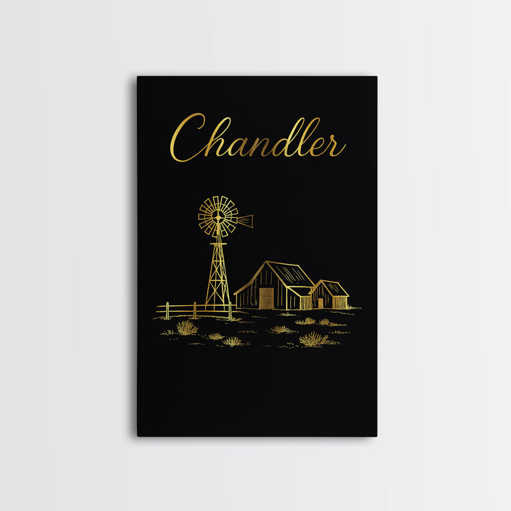 Chandler Travel Poster, Framed Canvas Print, Dark Minimalist Wall Art, Chandler Art Print, Travel Art Print, Vintage Travel Art