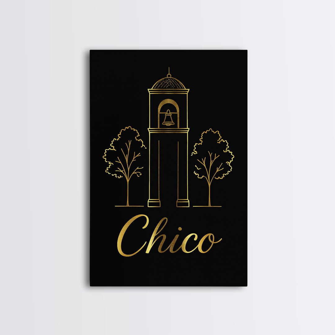Chico Travel Poster, Framed Canvas Print, Dark Minimalist Wall Art, Chico Poster Print, City Art Print, Living Room Wall Art, Home Decor