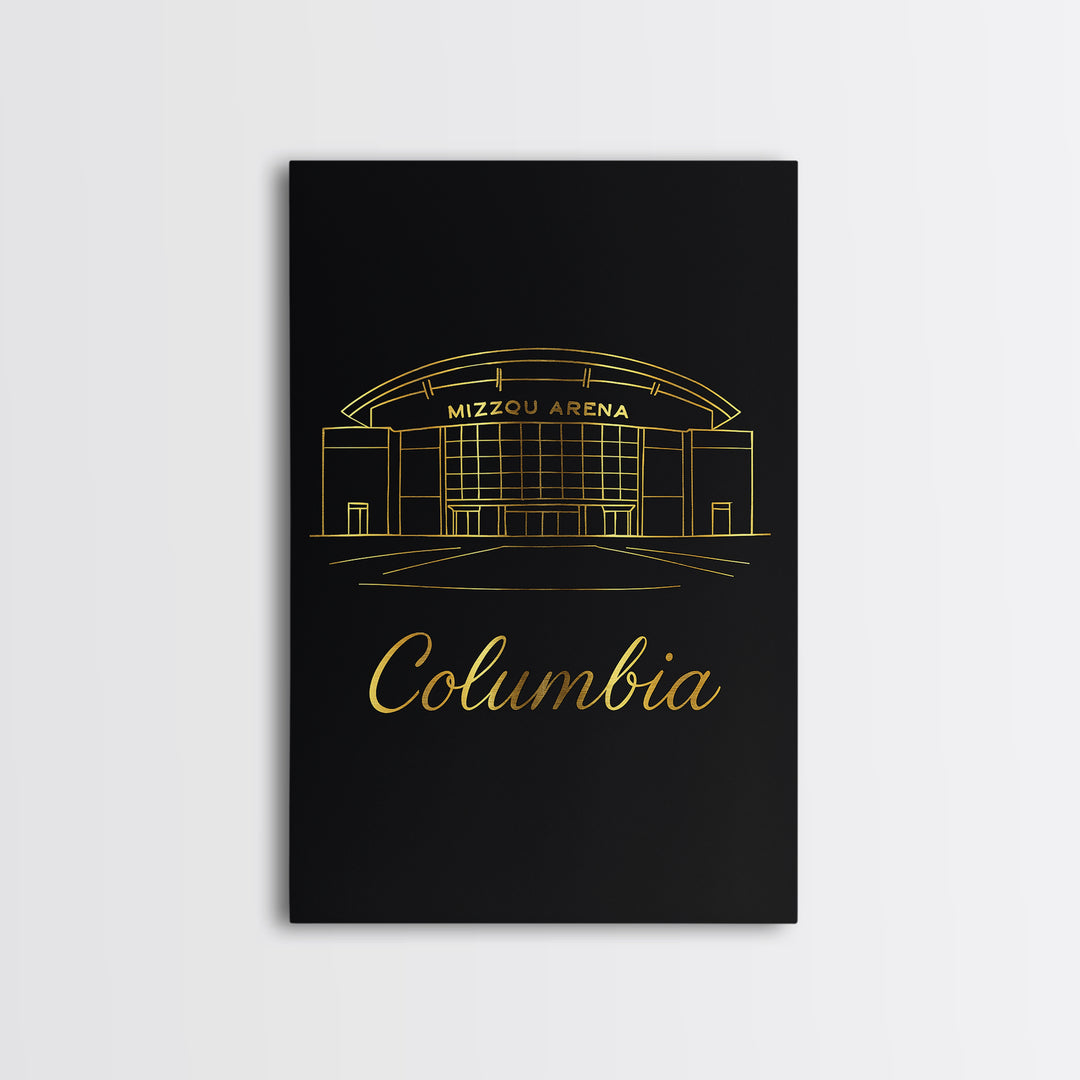 Columbia South Carolina Travel Poster, Canvas Print, Black Gold Minimalist Art, Columbia City Art, Travel Wall Art, Travel Print