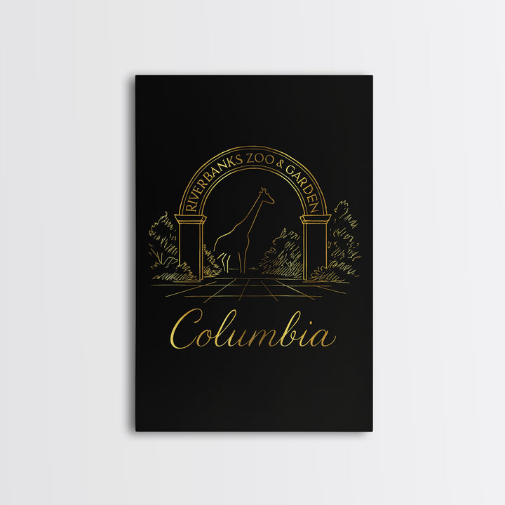 Columbia Travel Poster, Canvas Print, Gold Outline Poster Art, Columbia Art Print, City Illustration, Travel Wall Decor, Travel Poster Set