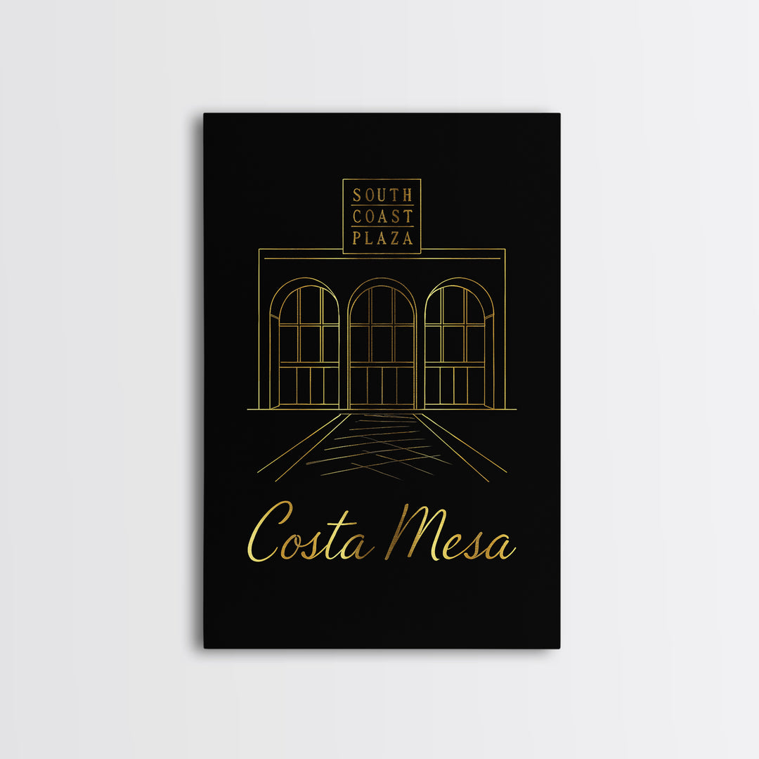 Costa Mesa California Travel Poster, Canvas Print, Minimalist Gold Line Art, Costa Mesa Wall Art, Fine Art Print, Wall Decor, Wall Decor