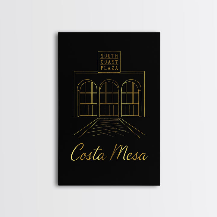 Costa Mesa California Travel Poster, Canvas Print, Minimalist Gold Line Art, Costa Mesa Wall Art, Fine Art Print, Wall Decor, Wall Decor