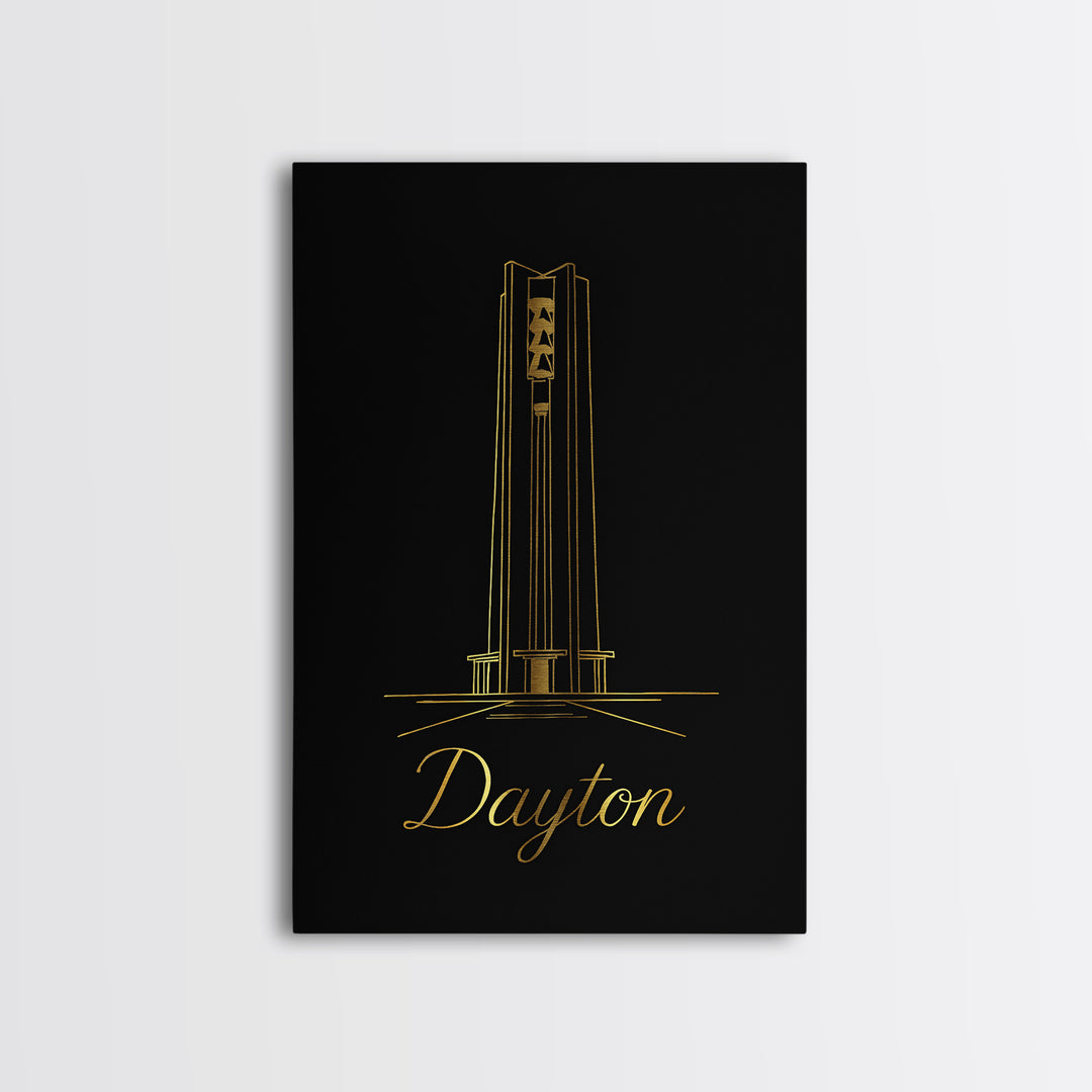 Dayton Ohio Travel Poster, Framed Canvas Print, Dark Minimalist Wall Art, Dayton Travel Art, Travel Poster Art, Travel Poster Set, Wall Art