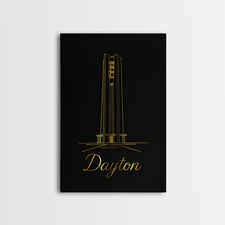 Dayton Ohio Travel Poster, Framed Canvas Print, Dark Minimalist Wall Art, Dayton Travel Art, Travel Poster Art, Travel Poster Set, Wall Art