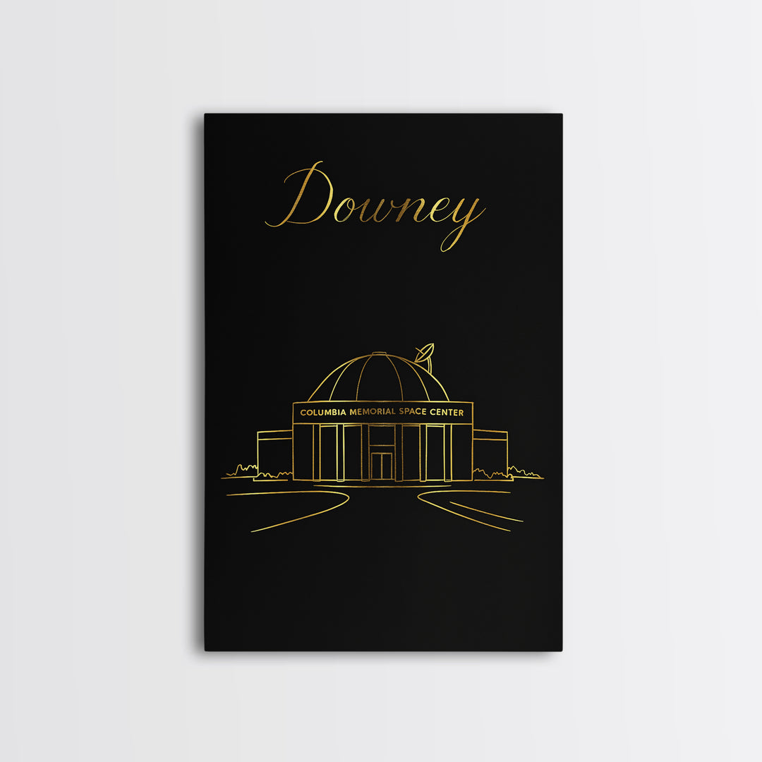 Downey Travel Poster, Framed Canvas Print, Dark Minimalist Wall Art, Downey Poster Print, Travel Poster Art, Travel Wall Art, Design 2