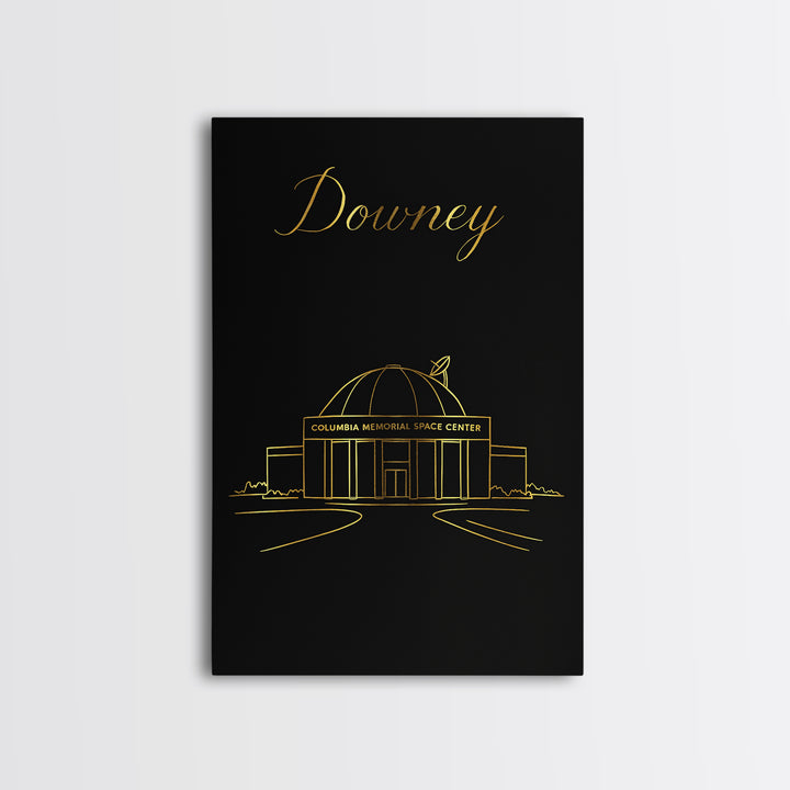 Downey Travel Poster, Framed Canvas Print, Dark Minimalist Wall Art, Downey Poster Print, Travel Poster Art, Travel Wall Art, Design 2