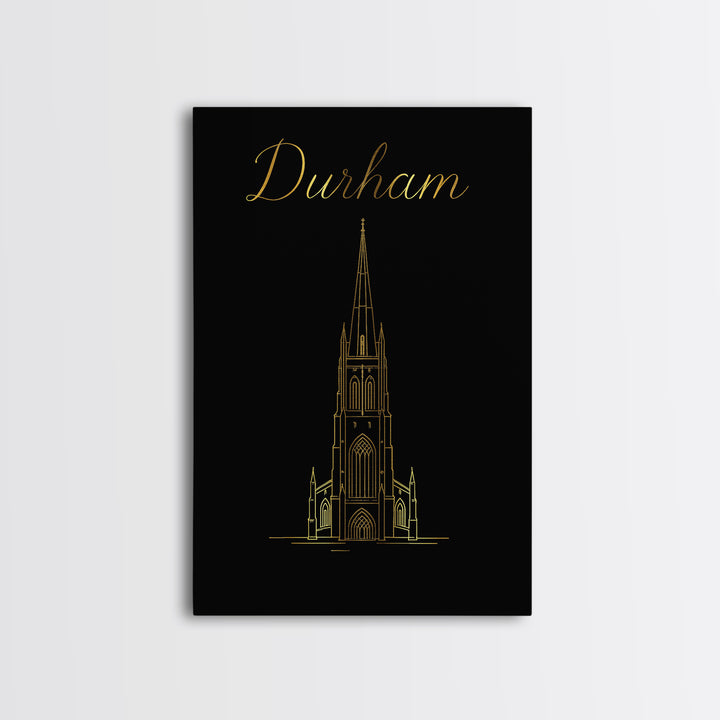 Durham Travel Poster, Framed Canvas Print, Gold Outline Poster Art, Durham City Art, Travel Poster Art, City Travel Prints, Travel Print