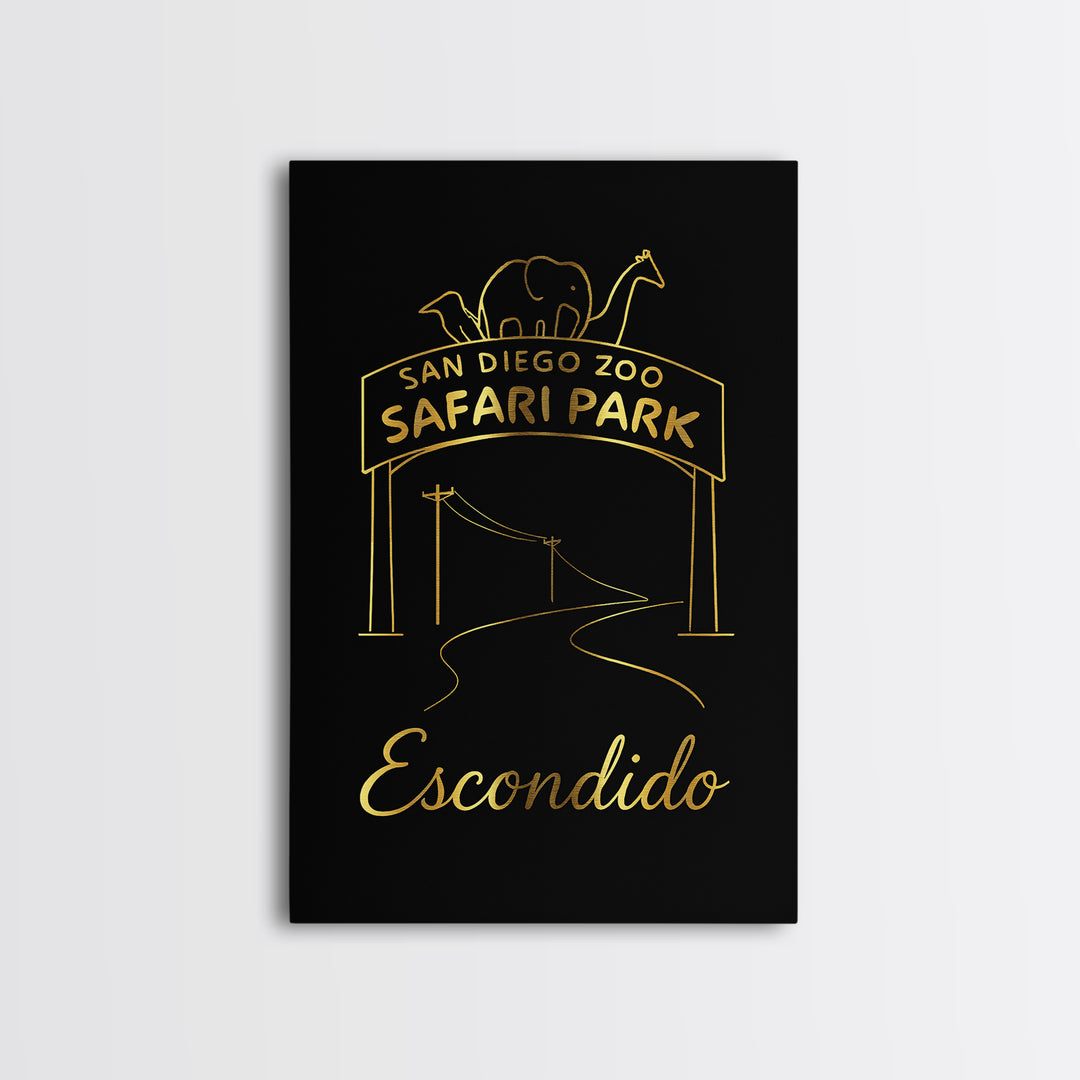 Escondido Travel Poster, Canvas Print, Dark Minimalist Wall Art, Escondido Poster Print, Modern Wall Decor, Living Room Wall Art