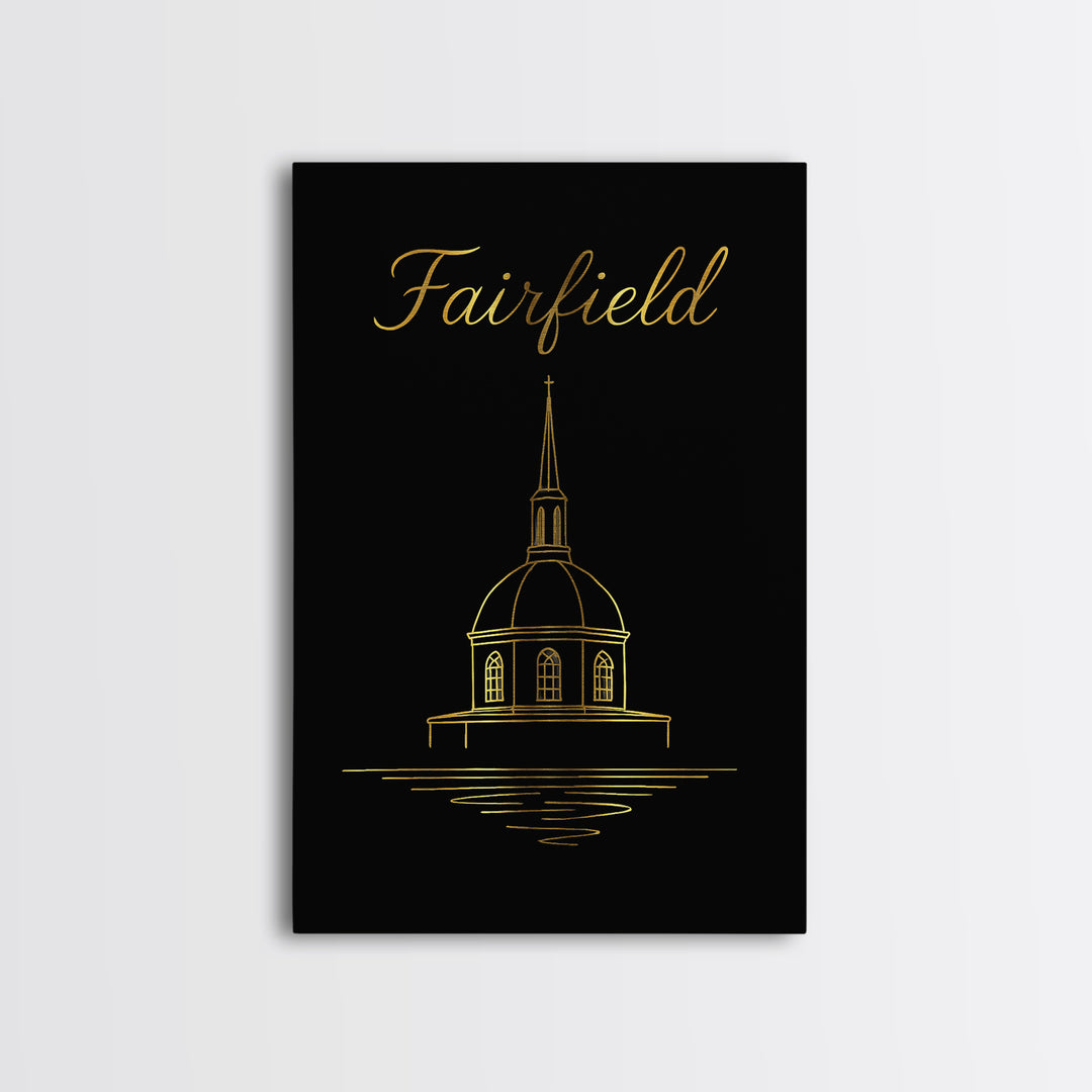 Fairfield California Travel Poster, Canvas Print, Minimalist Gold Line Art, Fairfield Art Print, Gift For Travelers, Home Office Decor