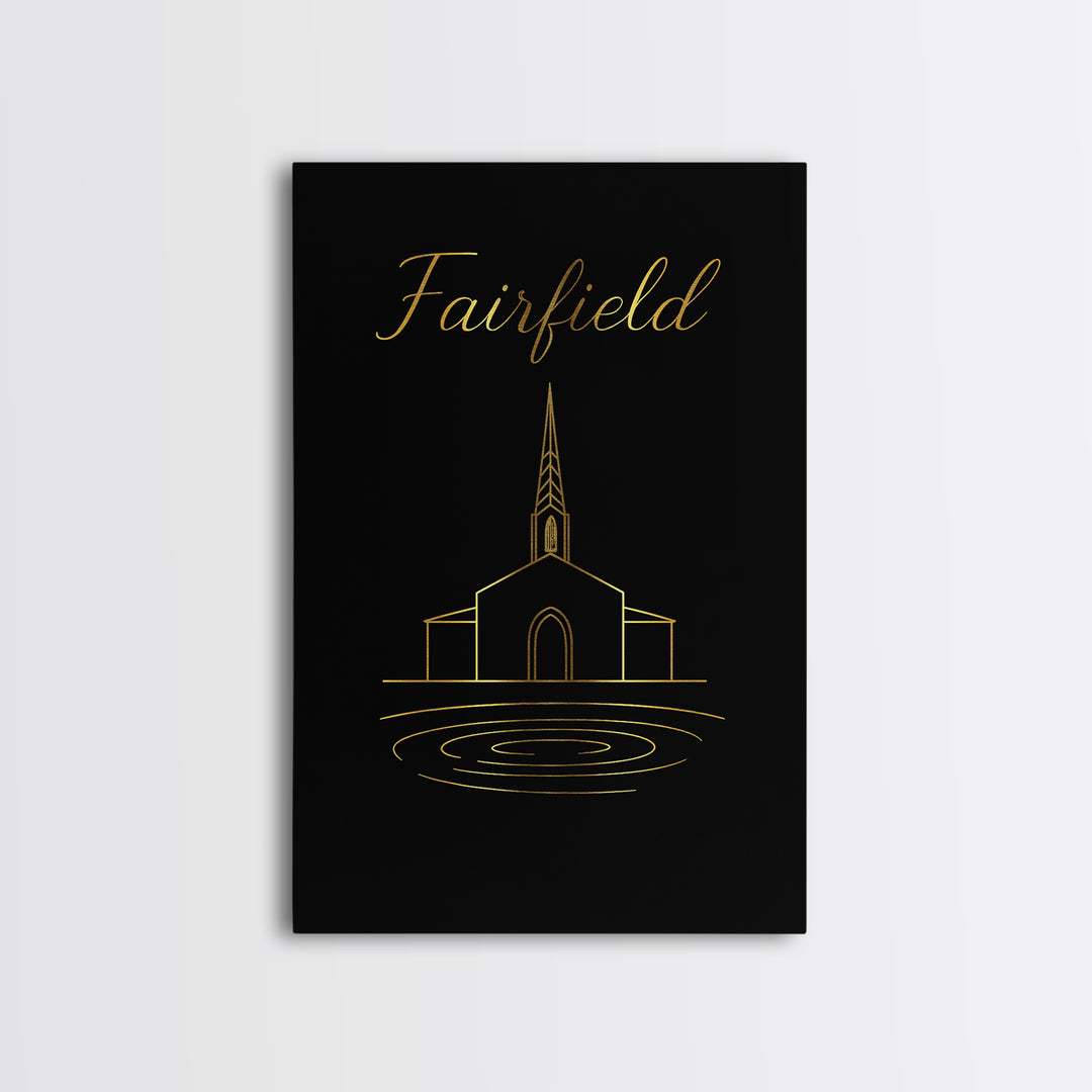 Fairfield Travel Poster, Canvas Print, Black Gold Minimalist Art, Fairfield Art Print, Fine Art Print, Vintage City Art, Travel Poster Set
