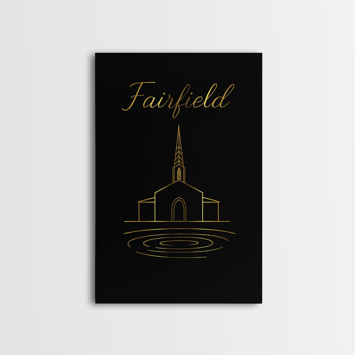 Fairfield Travel Poster, Canvas Print, Black Gold Minimalist Art, Fairfield Art Print, Fine Art Print, Vintage City Art, Travel Poster Set