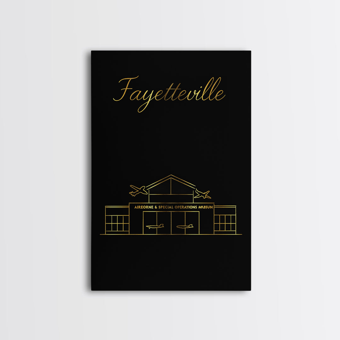 Fayetteville Travel Poster, Canvas Print, Black Gold Minimalist Art, Fayetteville Wall Art, Travel Art Print, Home Office Decor