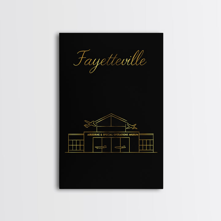 Fayetteville Travel Poster, Canvas Print, Black Gold Minimalist Art, Fayetteville Wall Art, Travel Art Print, Home Office Decor