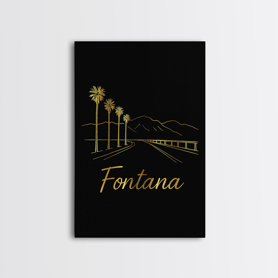 Fontana Travel Poster, Framed Canvas Print, Dark Minimalist Wall Art, Fontana Poster Print, Travel Wall Art, Fine Art Print, Retro Poster