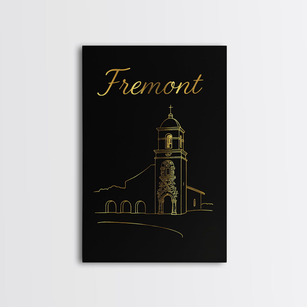 Fremont Travel Poster, Canvas Print, Gold Outline Poster Art, Fremont Art Print, Travel Wall Art, Travel Art Print, Eclectic Wall Decor