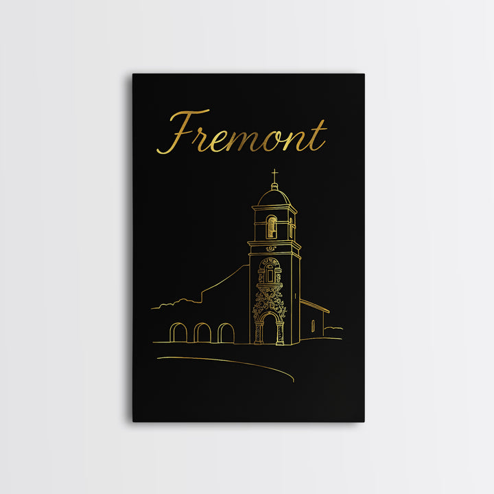 Fremont Travel Poster, Canvas Print, Gold Outline Poster Art, Fremont Art Print, Travel Wall Art, Travel Art Print, Eclectic Wall Decor