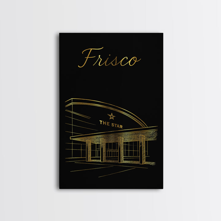 Frisco Travel Poster, Framed Canvas Print, Minimalist Gold Line Art, Frisco Travel Art, Home Office Decor, City Travel Prints, Wall Art