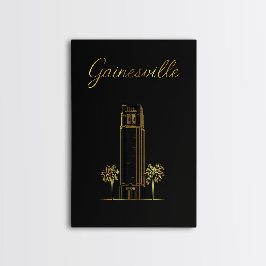 Gainesville Florida Travel Poster, Canvas Print, Dark Minimalist Wall Art, Gainesville Travel Art, Eclectic Wall Decor, Travel Poster Set