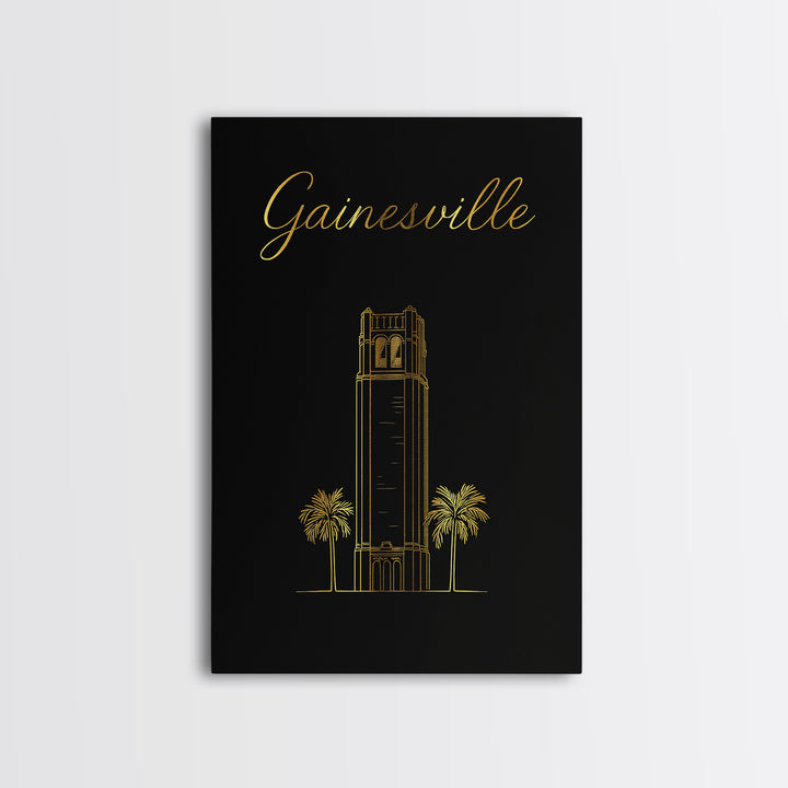 Gainesville Florida Travel Poster, Canvas Print, Dark Minimalist Wall Art, Gainesville Travel Art, Eclectic Wall Decor, Travel Poster Set