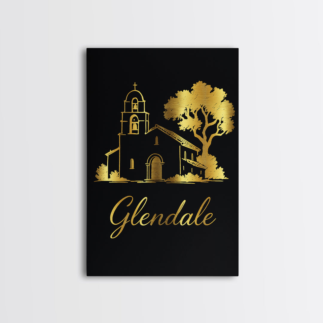 Glendale Arizona Travel Poster, Canvas Print, Black Gold Minimalist Art, Glendale City Art, Fine Art Print, Wall Decor, Wanderlust Decor