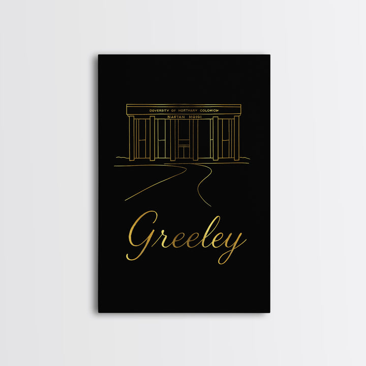 Greeley Travel Poster, Canvas Print, Gold Outline Poster Art, Greeley Art Print, City Art Print, Mid Century Wall Art, Travel Poster Set