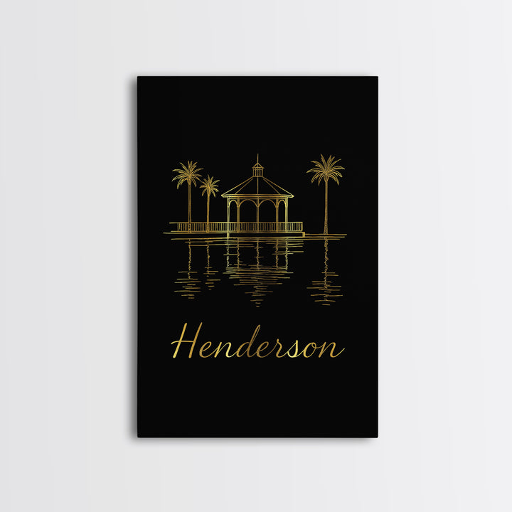 Henderson Travel Poster, Canvas Print, Gold Outline Poster Art, Henderson City Art, Travel Poster Art, Mid Century Wall Art, Travel Gift
