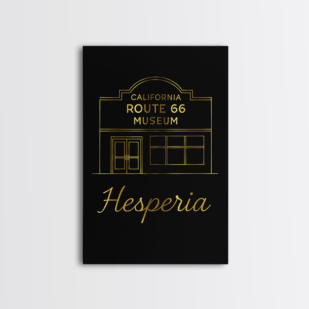 Hesperia California Travel Poster, Canvas Print, Gold Outline Poster Art, Hesperia Poster Print, Fine Art Print, Office Decor, Wall Decor