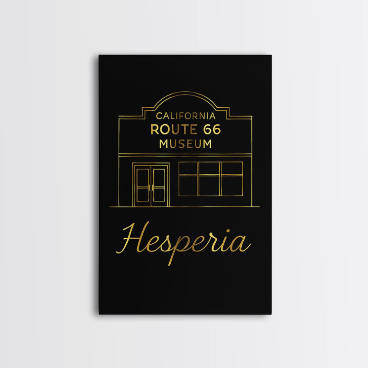 Hesperia California Travel Poster, Canvas Print, Gold Outline Poster Art, Hesperia Poster Print, Fine Art Print, Office Decor, Wall Decor
