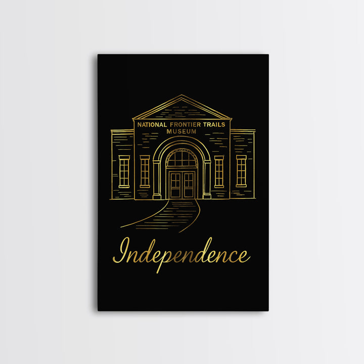 Independence Missouri Travel Poster, Canvas Print, Minimalist Gold Line Art, Independence Travel Art, Travel Prints, Vintage City Poster