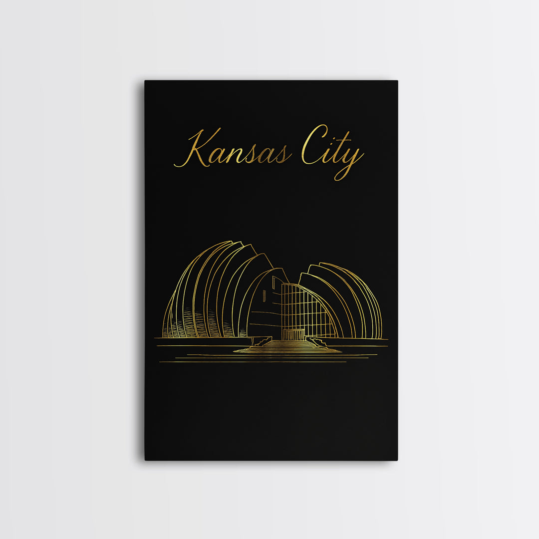 Kansas City Travel Poster, Framed Canvas Print, Dark Minimalist Wall Art, Kansas City Art Print, Travel Art Print, Modern Wall Decor