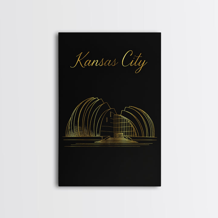 Kansas City Travel Poster, Framed Canvas Print, Dark Minimalist Wall Art, Kansas City Art Print, Travel Art Print, Modern Wall Decor
