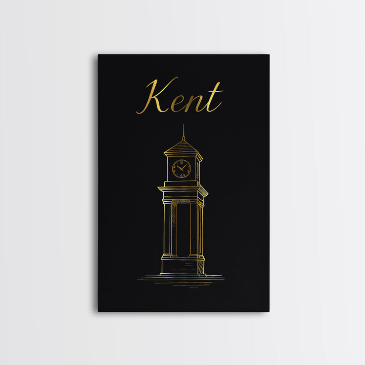 Kent Travel Poster, Framed Canvas Print, Dark Minimalist Wall Art, Kent Wall Art, Watercolor City Skyline, Mid Century Wall Art, Art Print