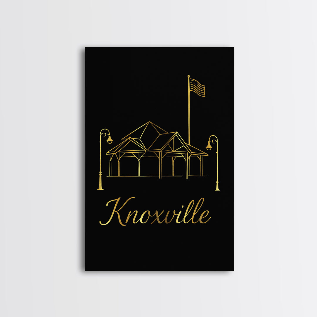 Knoxville Travel Poster, Canvas Print, Dark Minimalist Wall Art, Knoxville City Art, Retro Travel Print, City Art Print, City Illustration
